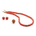 A collection of coral jewellery,