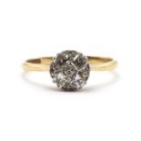 A gold diamond cluster ring,