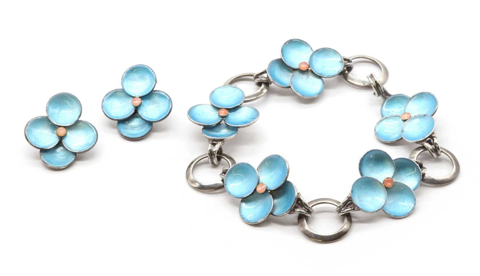 A silver enamel bracelet, by Bernard Instone,