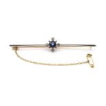 An Edwardian sapphire and diamond bar brooch,