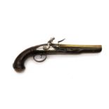 A brass barrelled flintlock holster pistol