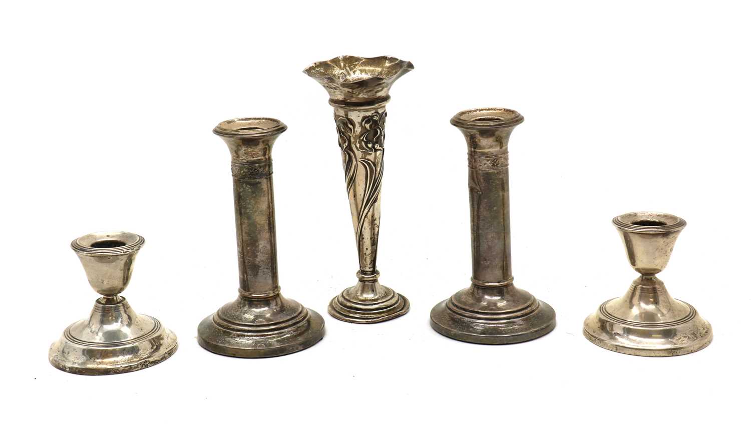 A collection of silver candlesticks - Image 2 of 3