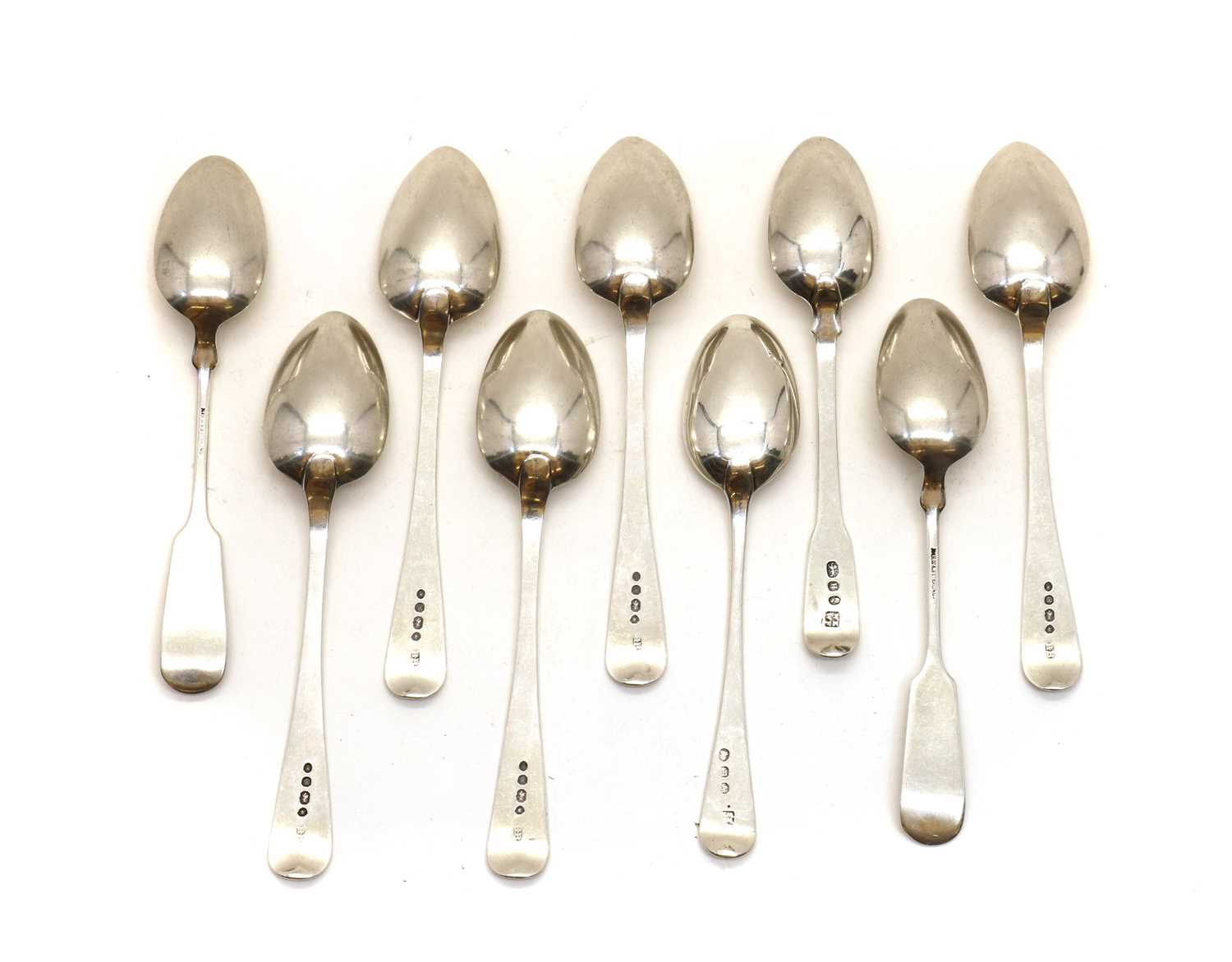 A collection of George III and later silver teaspoons, - Image 2 of 2