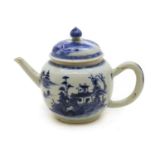 A blue and white porcelain teapot and cover,