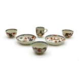 A collection of Lowestoft porcelain tea wares