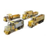 A group of three of scratch-built Meccano trucks,