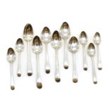 A collection of George III and later silver spoons