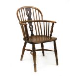 An ash and beech Windsor elbow chair,