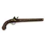 An ornate 30 bore Turkish flintlock holster pistol