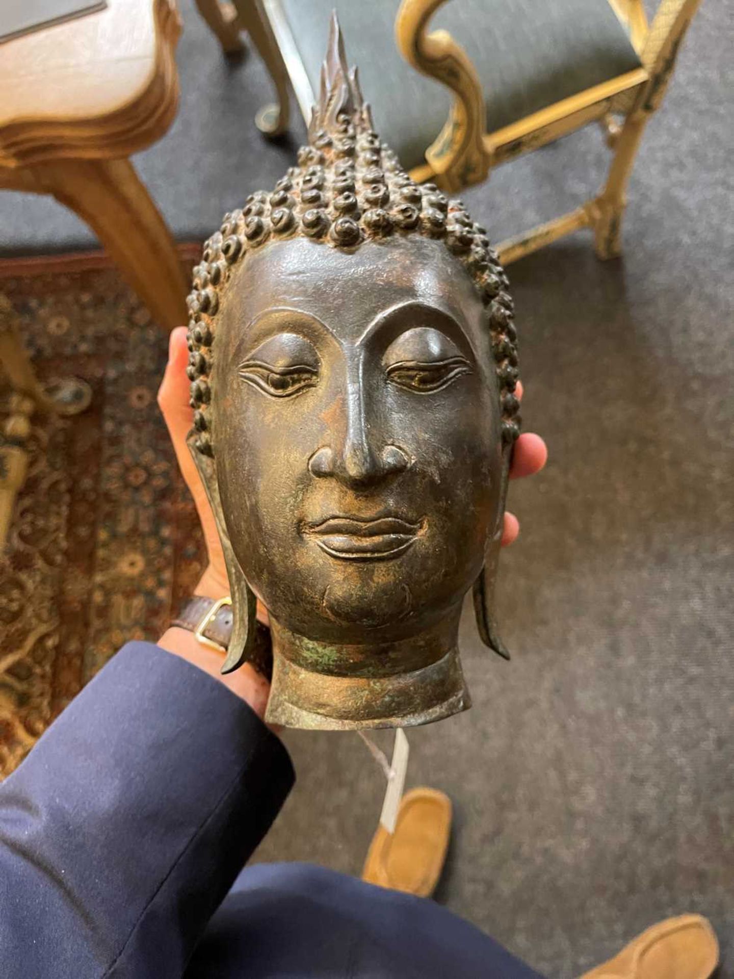 A pair of bronze U-Thong-style Buddha heads - Image 7 of 18