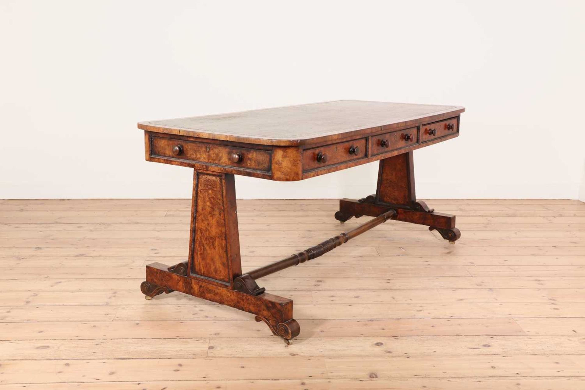 A George IV rosewood and burr yew library table, - Image 6 of 6