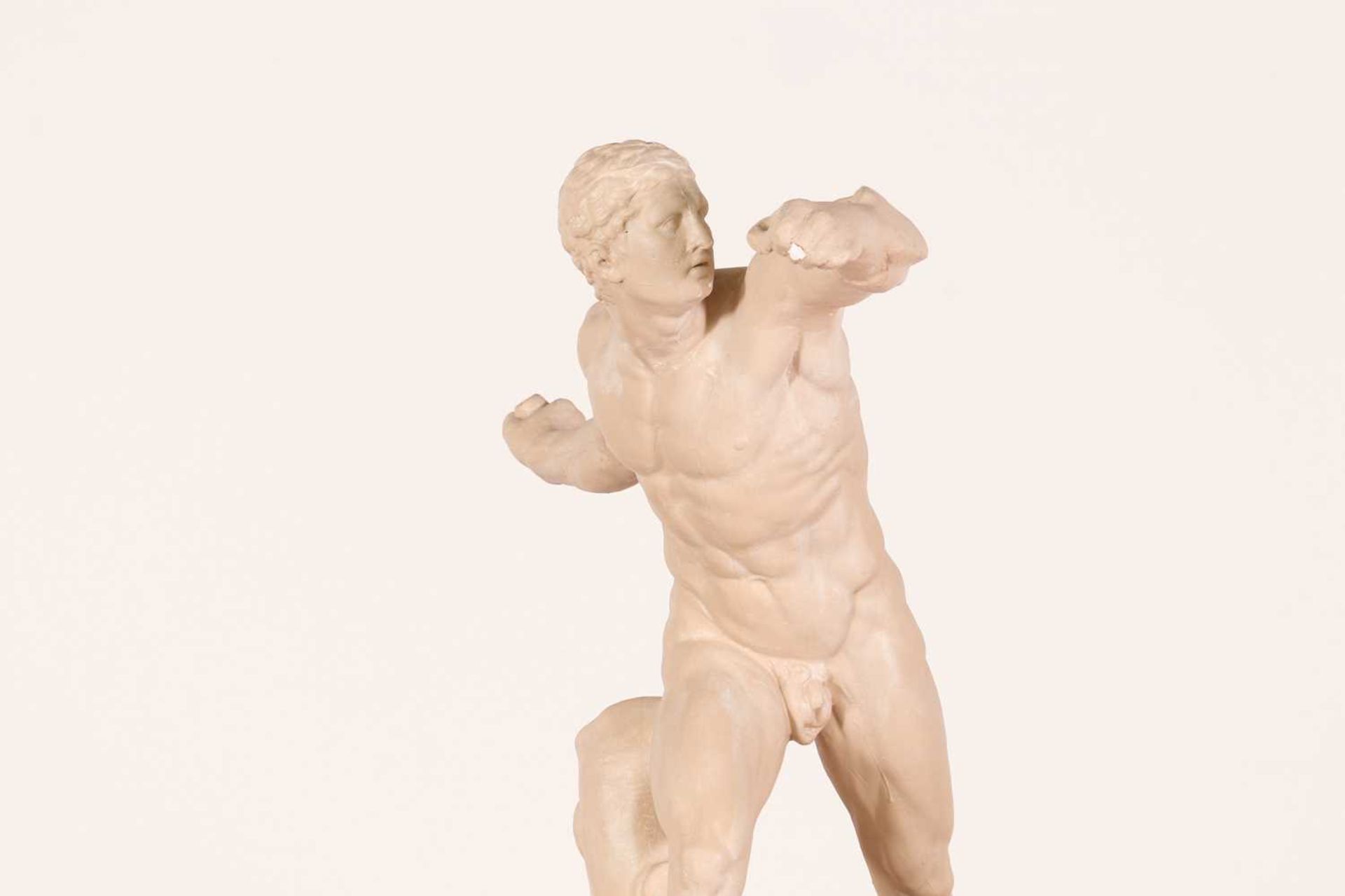 A cast plaster figure after the Borghese Gladiator, - Bild 3 aus 5