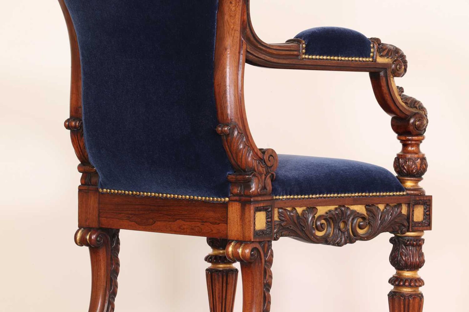 A Regency rosewood and parcel-gilt armchair, - Image 11 of 47
