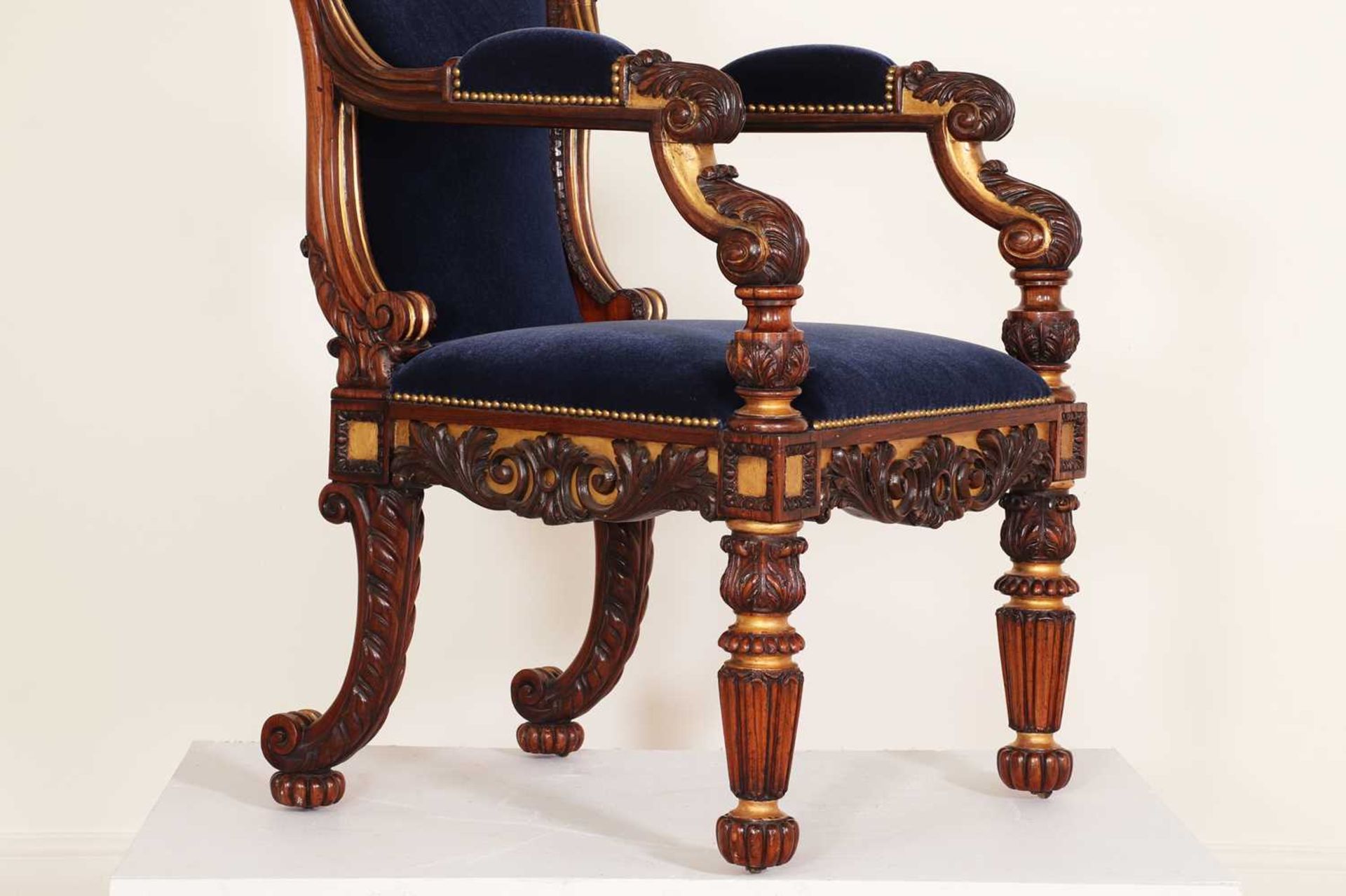 A Regency rosewood and parcel-gilt armchair, - Image 6 of 47