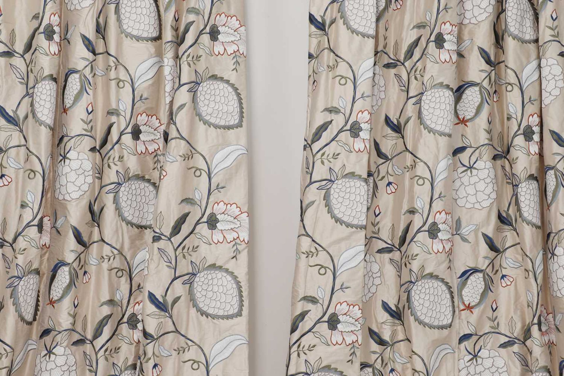 Two pairs of silk and linen curtains in Zoffany 'Pomegranate Tree' fabric, - Image 4 of 19