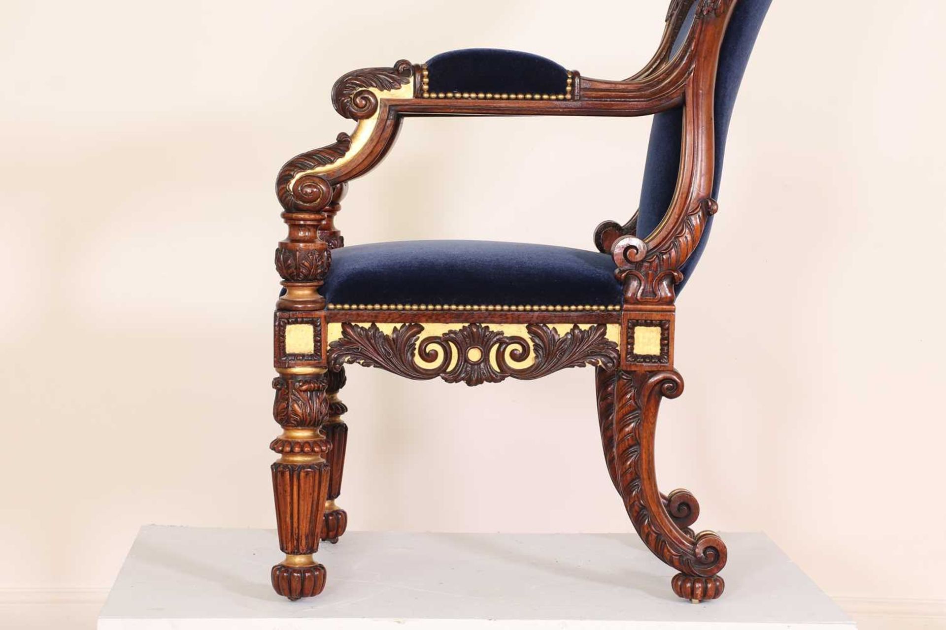 A Regency rosewood and parcel-gilt armchair, - Image 13 of 47