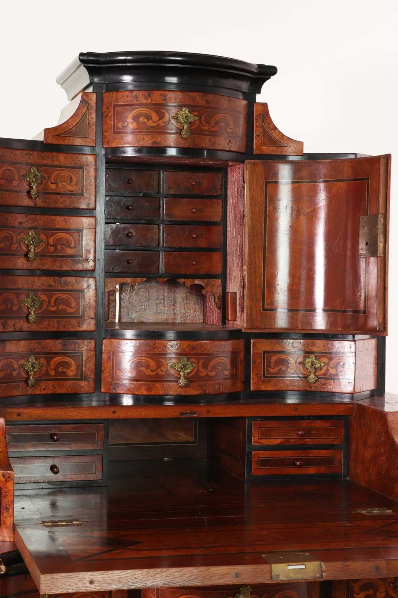 A walnut, marquetry and ebonised secretaire, - Image 6 of 7
