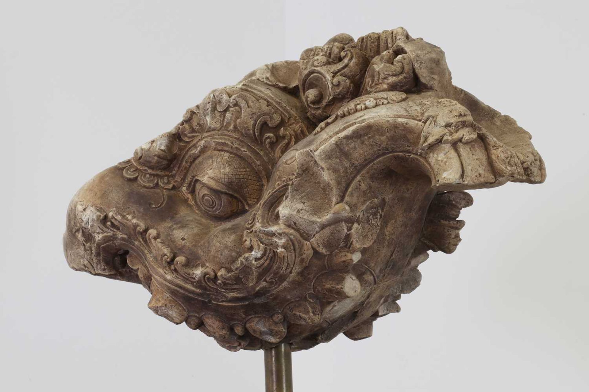 A carved white stone fragment, - Image 7 of 18
