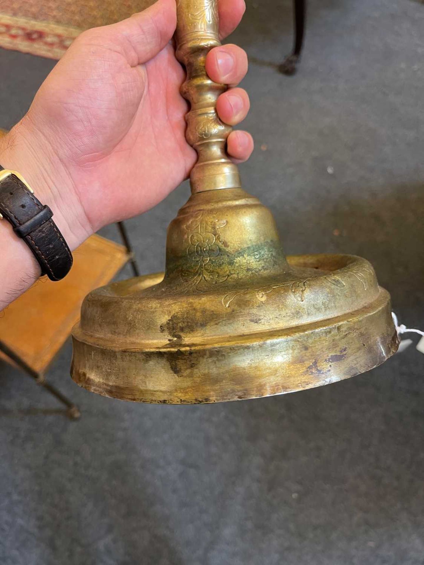 Two gilt-brass candlesticks, - Image 15 of 19