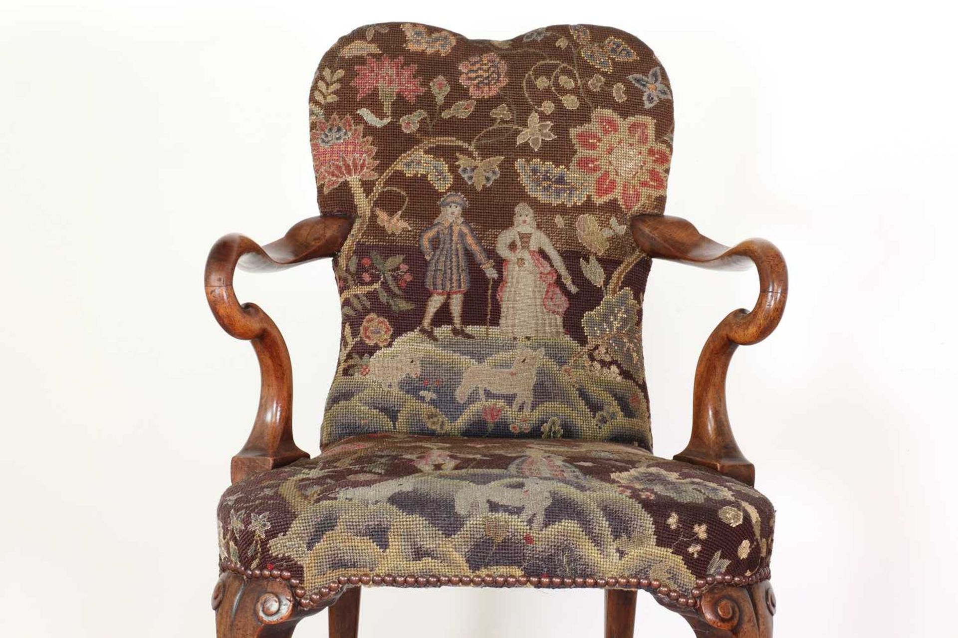 A pair of Queen Anne-style walnut armchairs, - Image 5 of 27