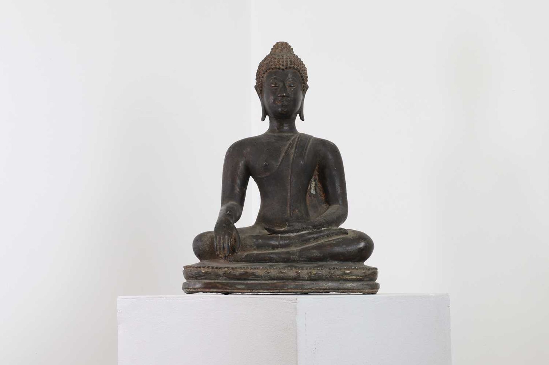 A bronze Sukhothai-style figure of Buddha Shakyamuni,