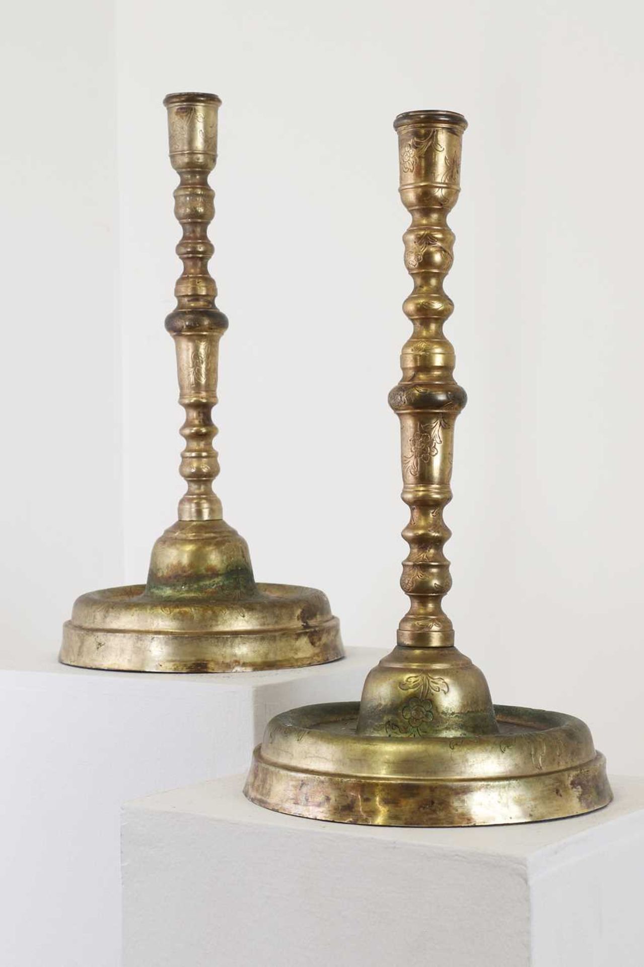 Two gilt-brass candlesticks, - Image 5 of 19