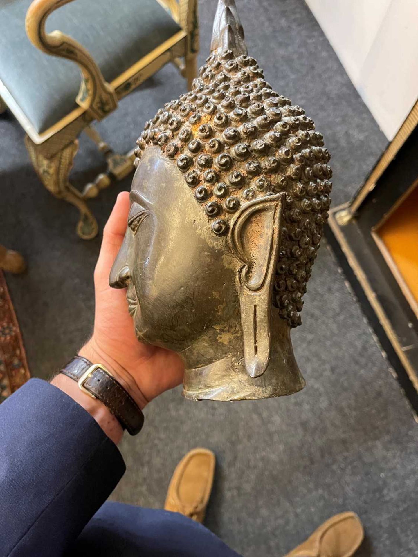 A pair of bronze U-Thong-style Buddha heads - Image 11 of 18