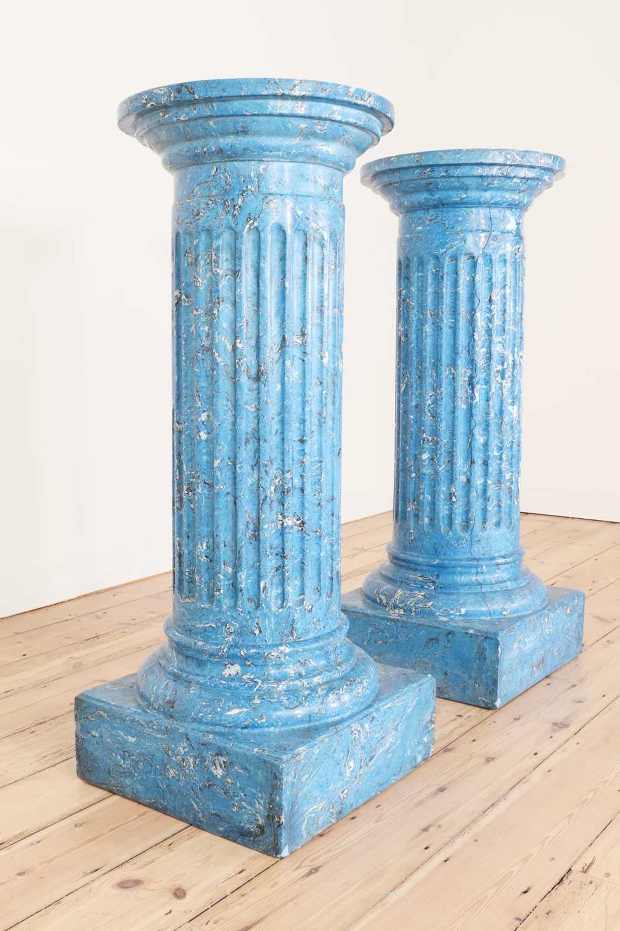 A pair of blue imitation marble columns, - Image 3 of 5