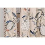 Two pairs of silk and linen curtains in Zoffany 'Pomegranate Tree' fabric,