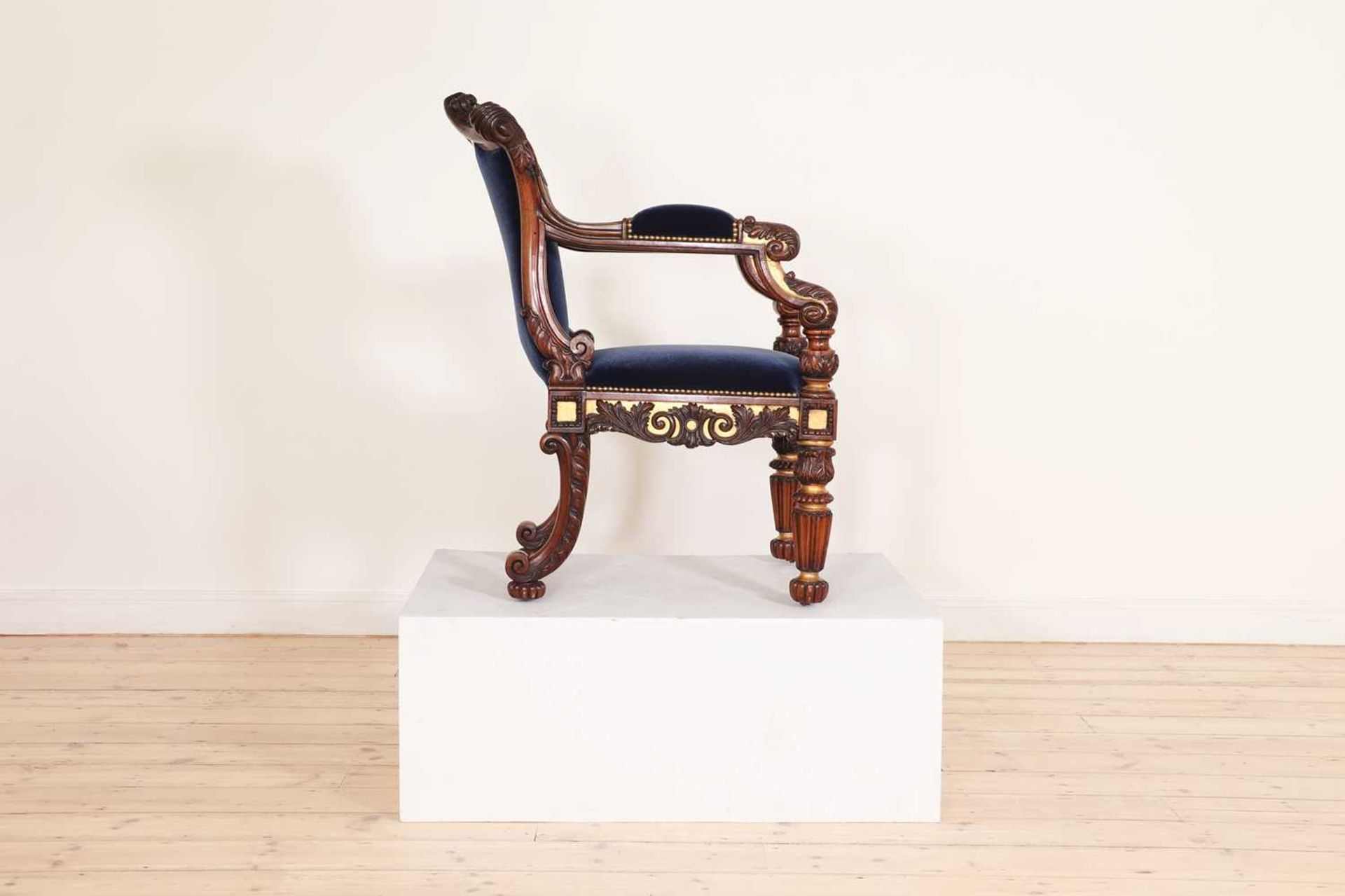 A Regency rosewood and parcel-gilt armchair, - Image 10 of 47
