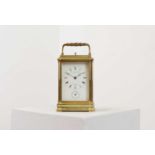 A gilt-brass gorge-cased petite sonnerie carriage clock,