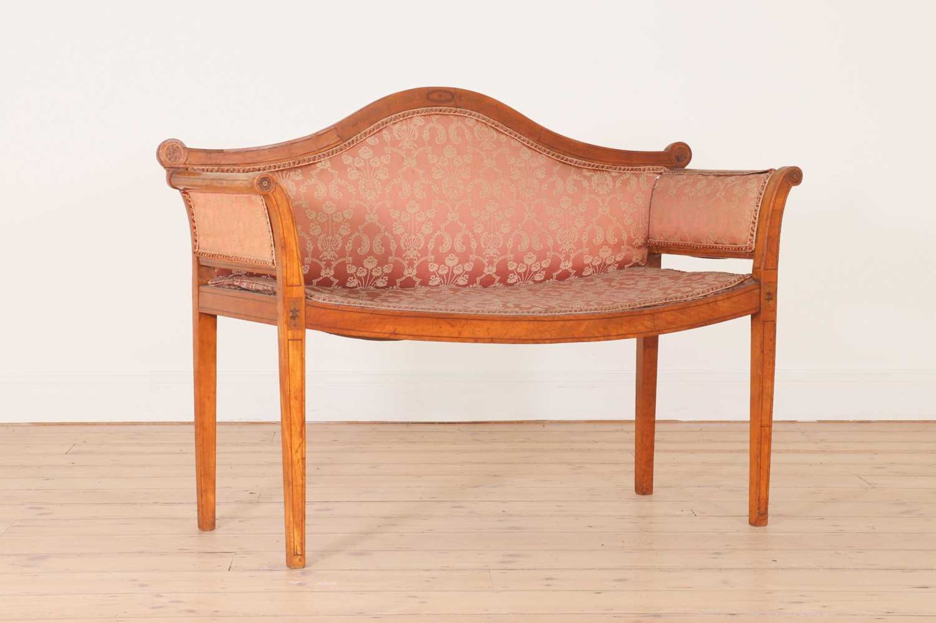 An Edwardian strung and inlaid satinwood window seat, - Image 2 of 16