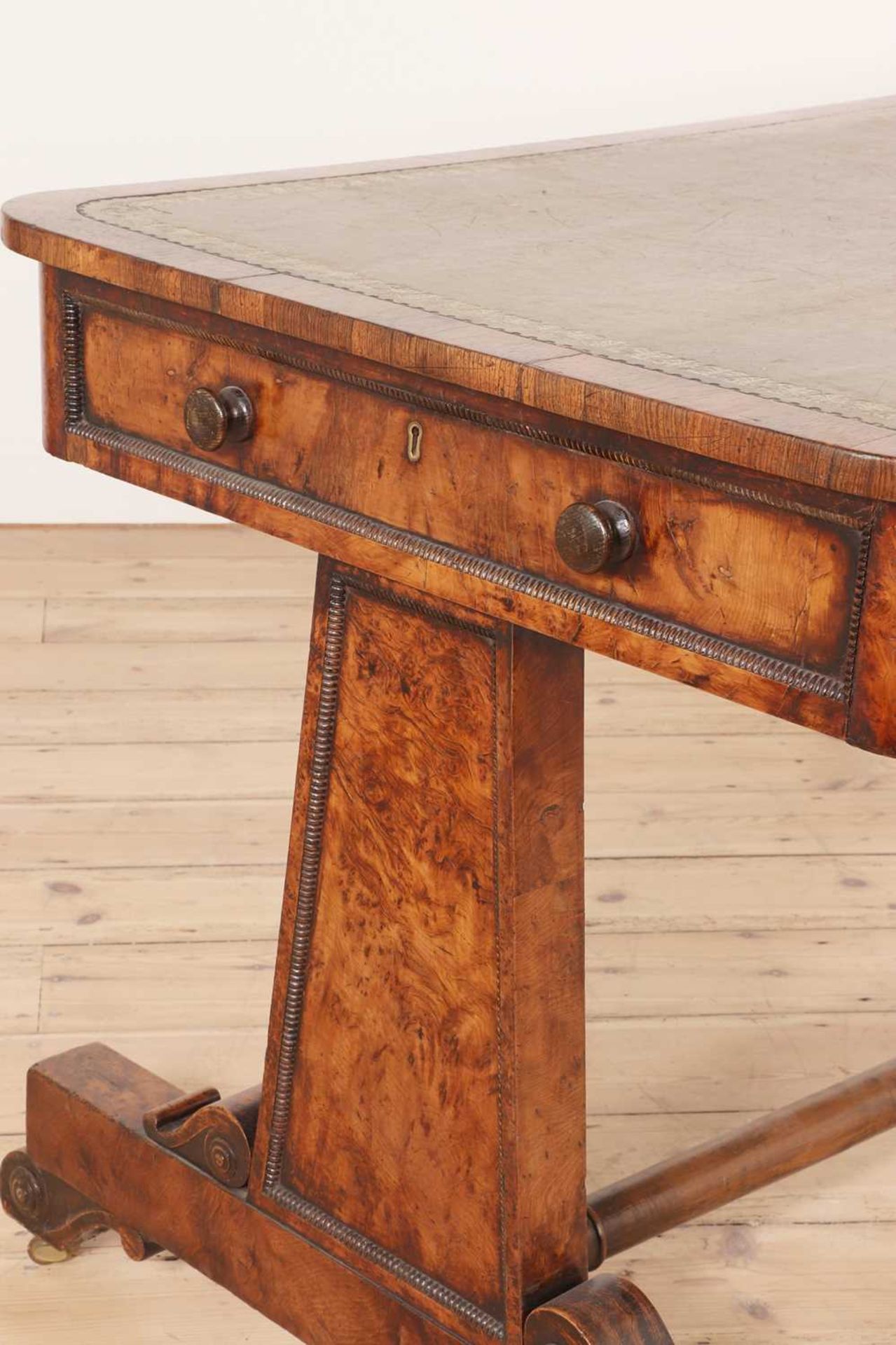 A George IV rosewood and burr yew library table, - Image 4 of 6