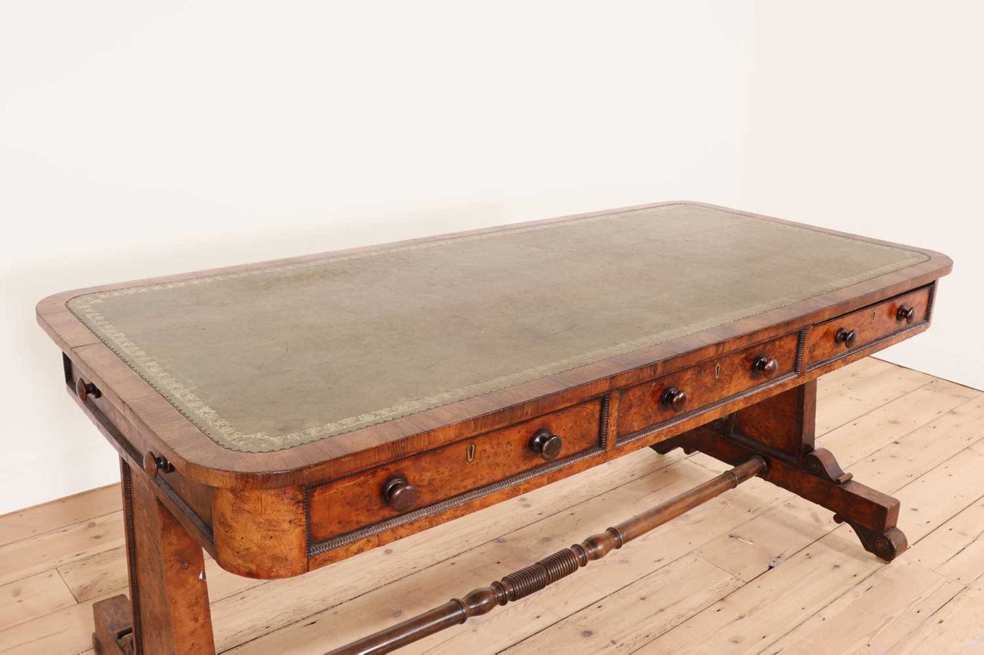 A George IV rosewood and burr yew library table, - Image 2 of 6