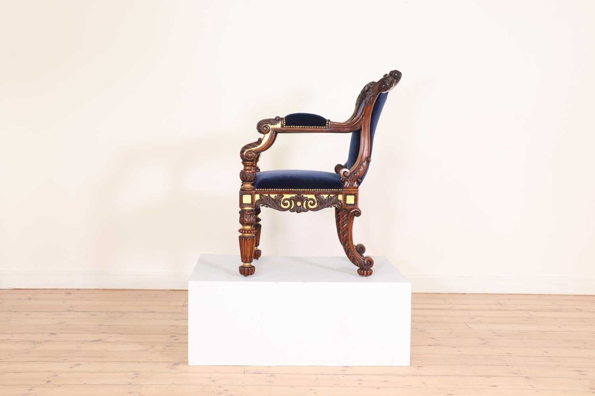 A Regency rosewood and parcel-gilt armchair, - Image 12 of 47