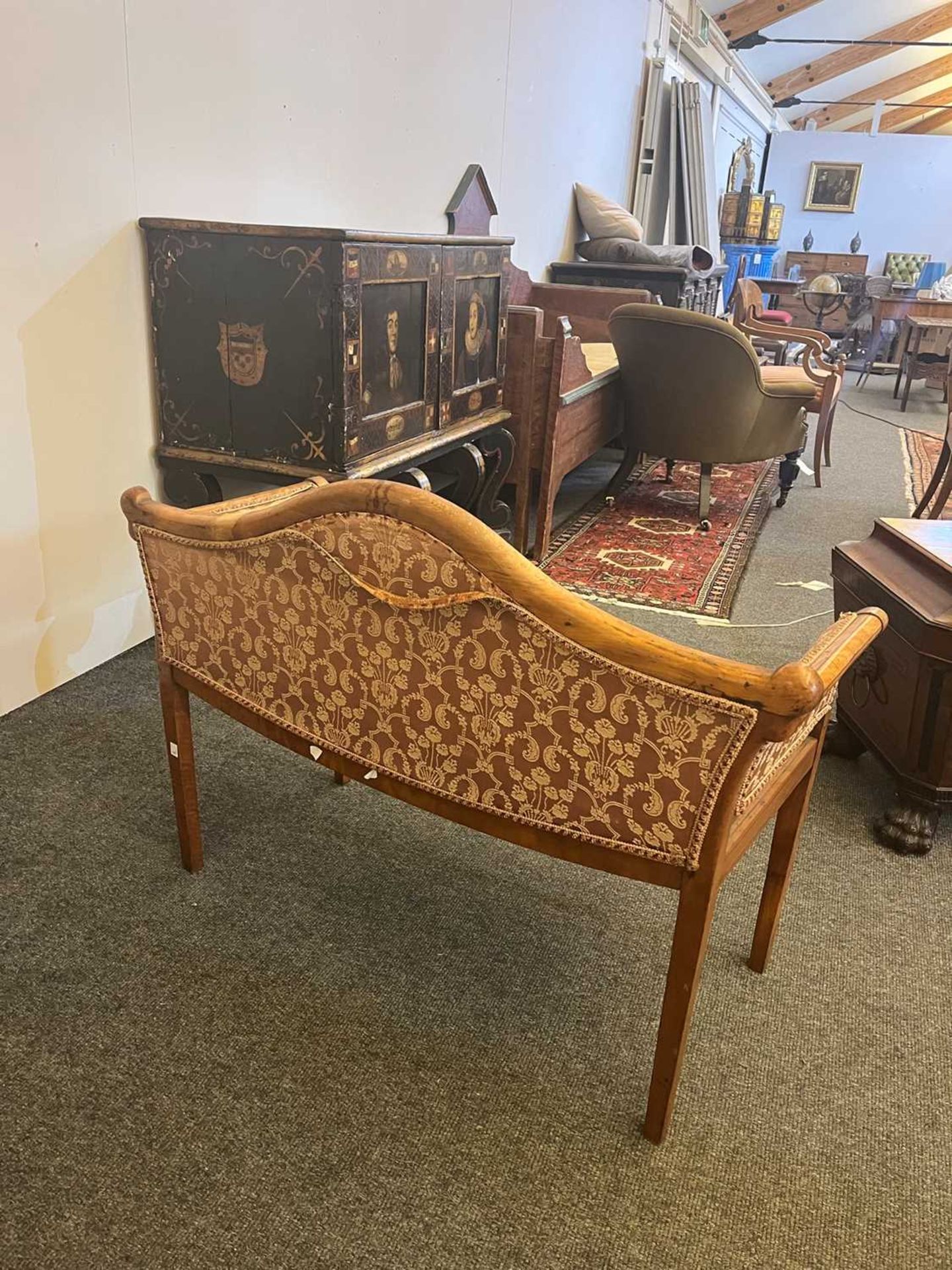 An Edwardian strung and inlaid satinwood window seat, - Image 8 of 16