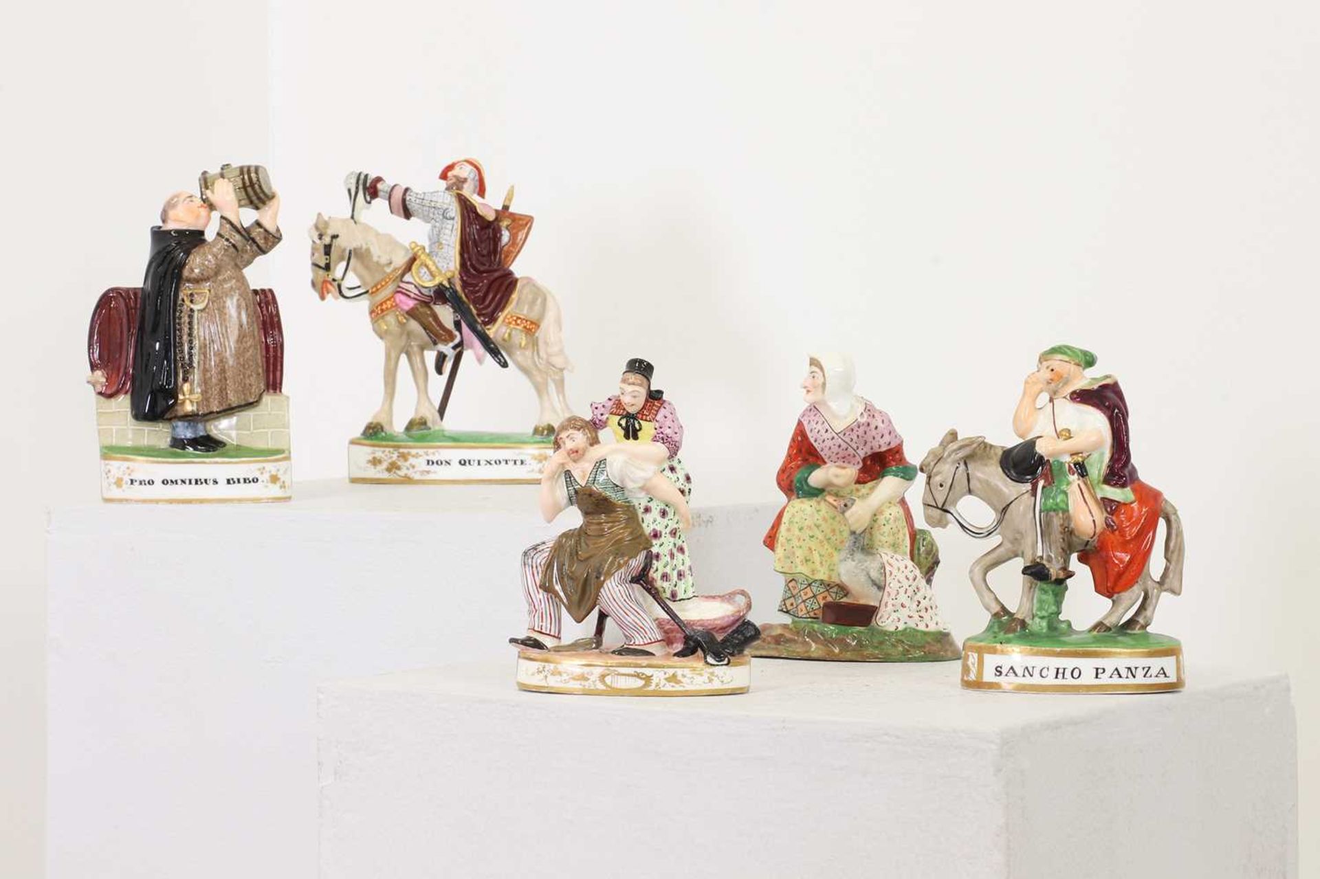 Five Minton bone china flatback figures,