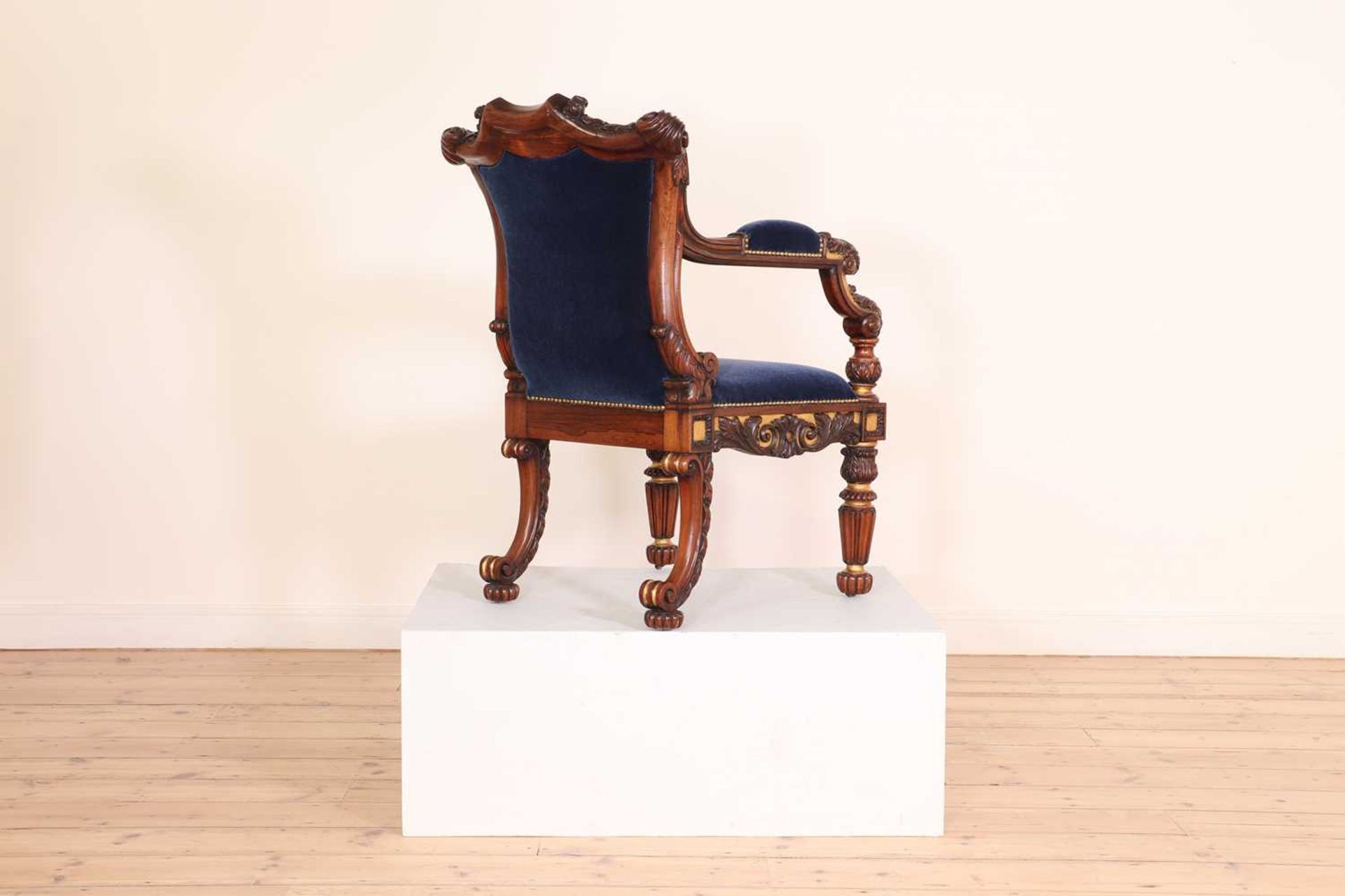 A Regency rosewood and parcel-gilt armchair, - Image 9 of 47