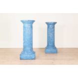 A pair of blue imitation marble columns,