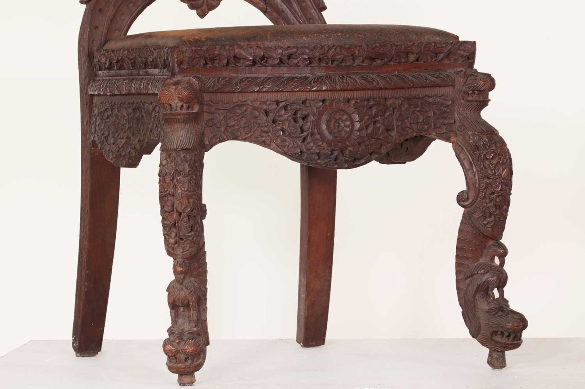A pair of carved teak chairs, - Image 5 of 6