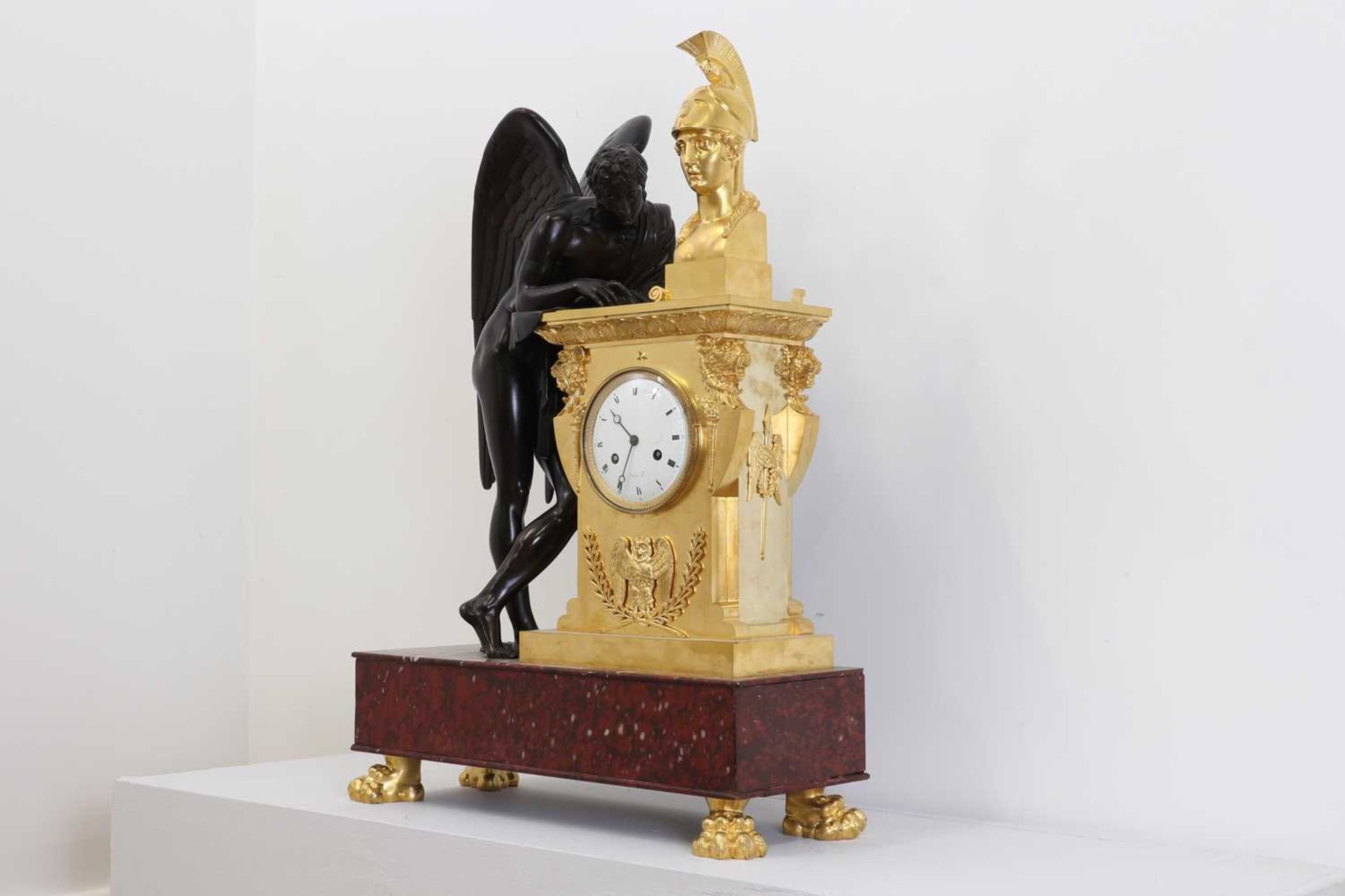 A large Empire ormolu, bronze and marble mantel clock, - Bild 3 aus 33