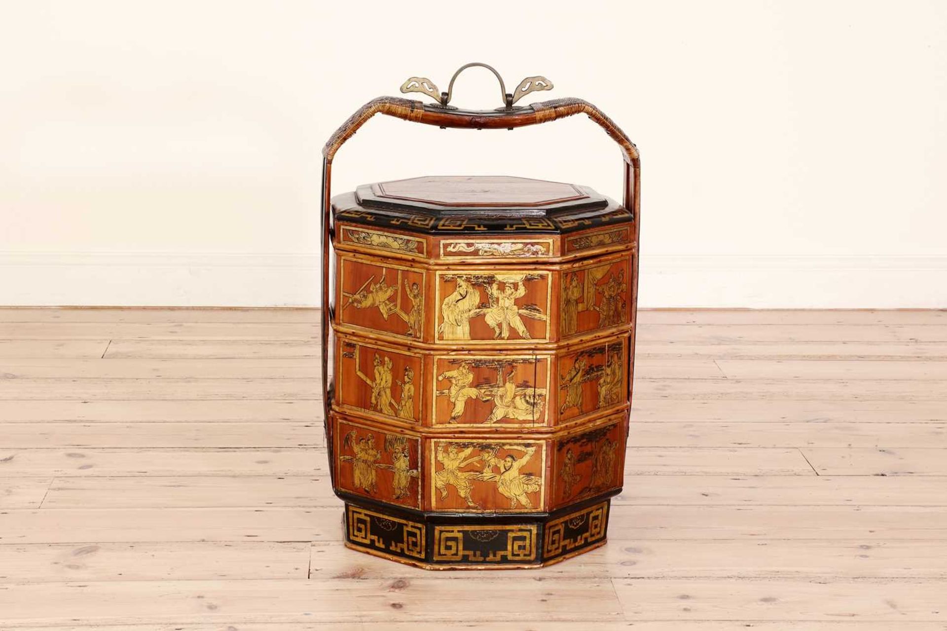 A pair of red-lacquered and gilt bamboo food carriers, - Image 9 of 43