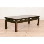 A Chinese-style green-lacquered coffee table in the manner of Mallet & Sons,
