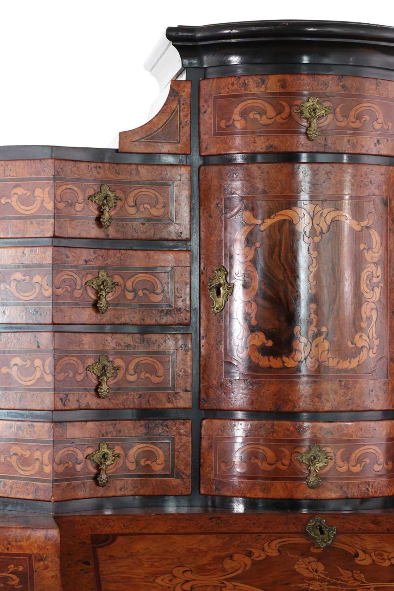 A walnut, marquetry and ebonised secretaire, - Image 5 of 7