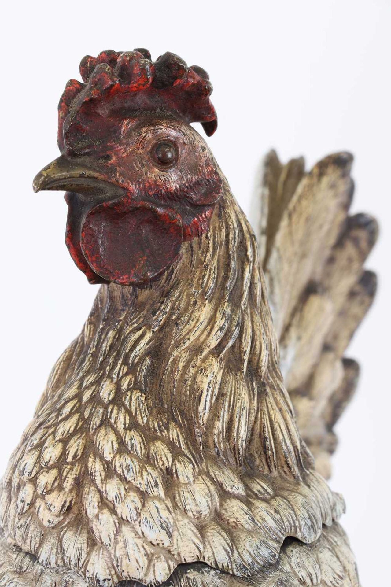 A cold-painted bronze inkwell modelled as a cockerel, - Bild 7 aus 27