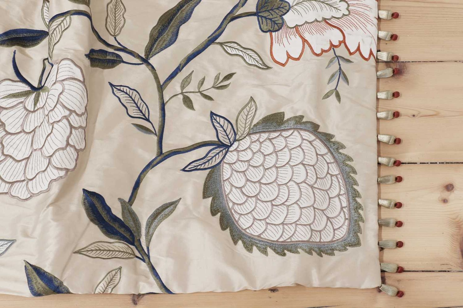 Two pairs of silk and linen curtains in Zoffany 'Pomegranate Tree' fabric, - Image 11 of 19