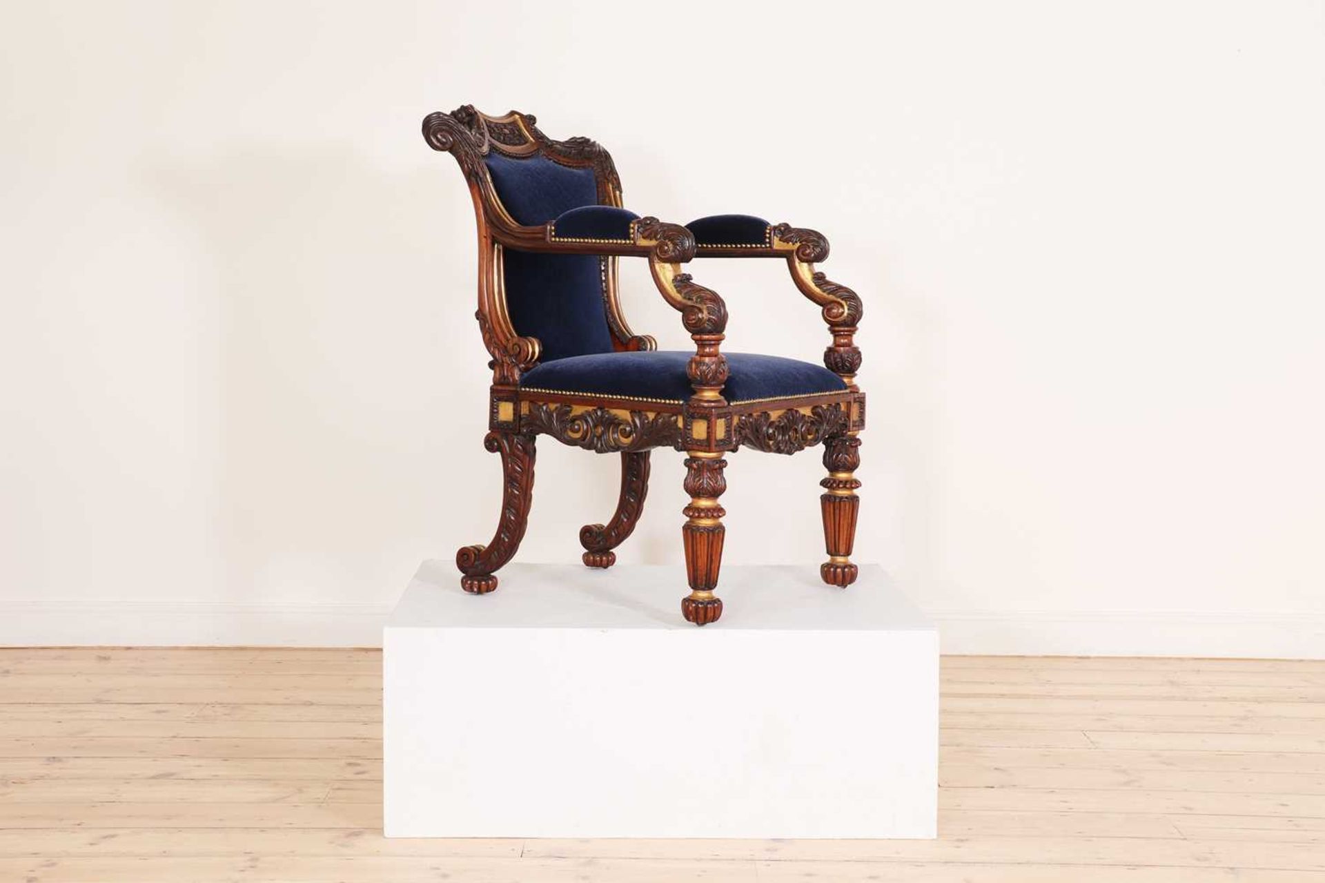 A Regency rosewood and parcel-gilt armchair, - Image 5 of 47