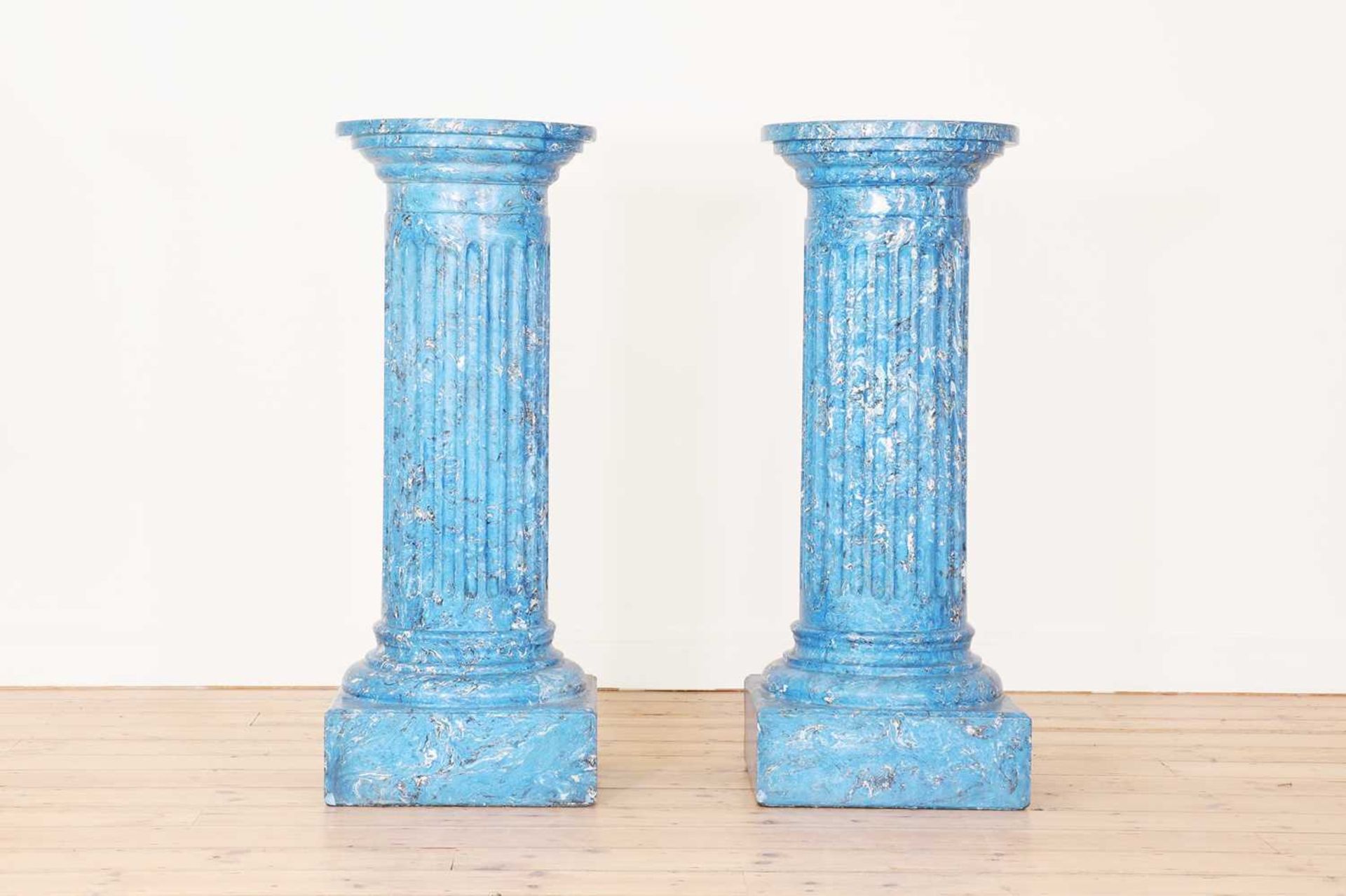 A pair of blue imitation marble columns, - Image 2 of 5