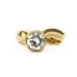 A modernist single stone diamond ring,