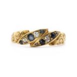 An Edwardian gold sapphire and diamond ring,